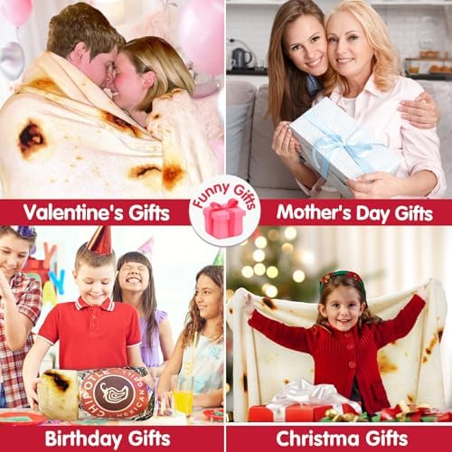 Jorbest Burrito Tortilla Throw Blanket Birthday Gifts for Women Men Teen Boys Girls, Novelty Tortilla Food Blanket Funny Gifts for Adult Kids, 285 GSM Soft Flannel Taco Blanket (Yellow, 60 inches)