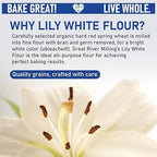 Great River Milling Lily White Organic All-Purpose Flour | Unbleached & Unbromated | Non-GMO, Kosher | Ideal for Bread, Cookies, Cakes, Pizza Dough & Everyday Baking | 25 Lb