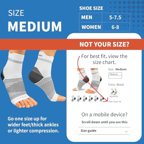 6 Pairs Plantar Fasciitis Socks for Men & Women, Ankle Brace Compression Socks with Arch Support for Achilles Tendonitis, Heel Pain, Swelling & Arthritis Relief, Black, Gray, White, Medium