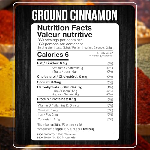 Fresh Finest Bulk 5LB Ground Cinnamon Powder - Kosher Certified Cinnamon Powder, Perfect for Desserts, Hot Tea, Cider, Meat Rubs, and More - 5 LB
