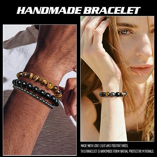 Vinswet 4pcs Beaded Bracelets for Women,Natural Healing Crystal Gemstones Bracelet,Anxiety Stress Relief Bracelet Handmade purple Jewelry Gifts for Women