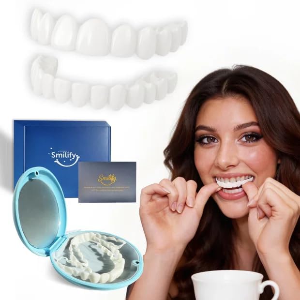 Clip On Veneers for Men & Women - [3 Shades & 2 Styles] Custom Fit Temporary Smile Accessory, Natural Cosmetic Teeth Covers, Reusable Personalized Upper and Lower Veneers Set (Top + Bottom)