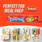 Saran Cling Plus Clear Plastic Wrap, Bulk Food Storage, Easy Dispense, 2,400 Sq Ft Roll