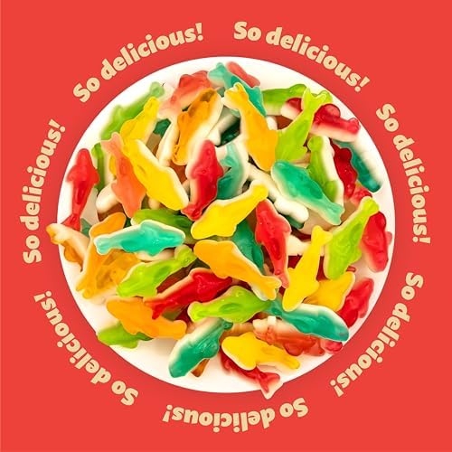 Gummy Sharks | 1-Pound Bag | Dye Free Сandy | Assorted Fruit Gummy Candy | Shark Gummies for Goodie Bags, Gifting & Snacking | Strawberry, Lemon, Orange, Apple, Blue Raspberry