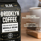 BROOKLYN COFFEE Whole Bean, Italian Dark Roast (5lb) Extra Strong, Delicious Taste, Heavenly Aroma - Fresh Bulk Coffee Beans Roasted Weekly in NYC