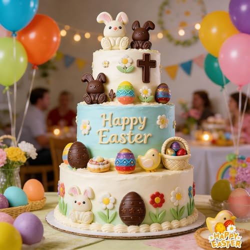 Easter Silicone Chocolate Molds 2-Pack, 30 Cavity Bunny Egg Flower Basket Baking Molds for Candy Cake Pop Rabbit Jello Cookie Ice Cube Resin Soap Candle Mould for Easter St Patrick's Day Spring Treats