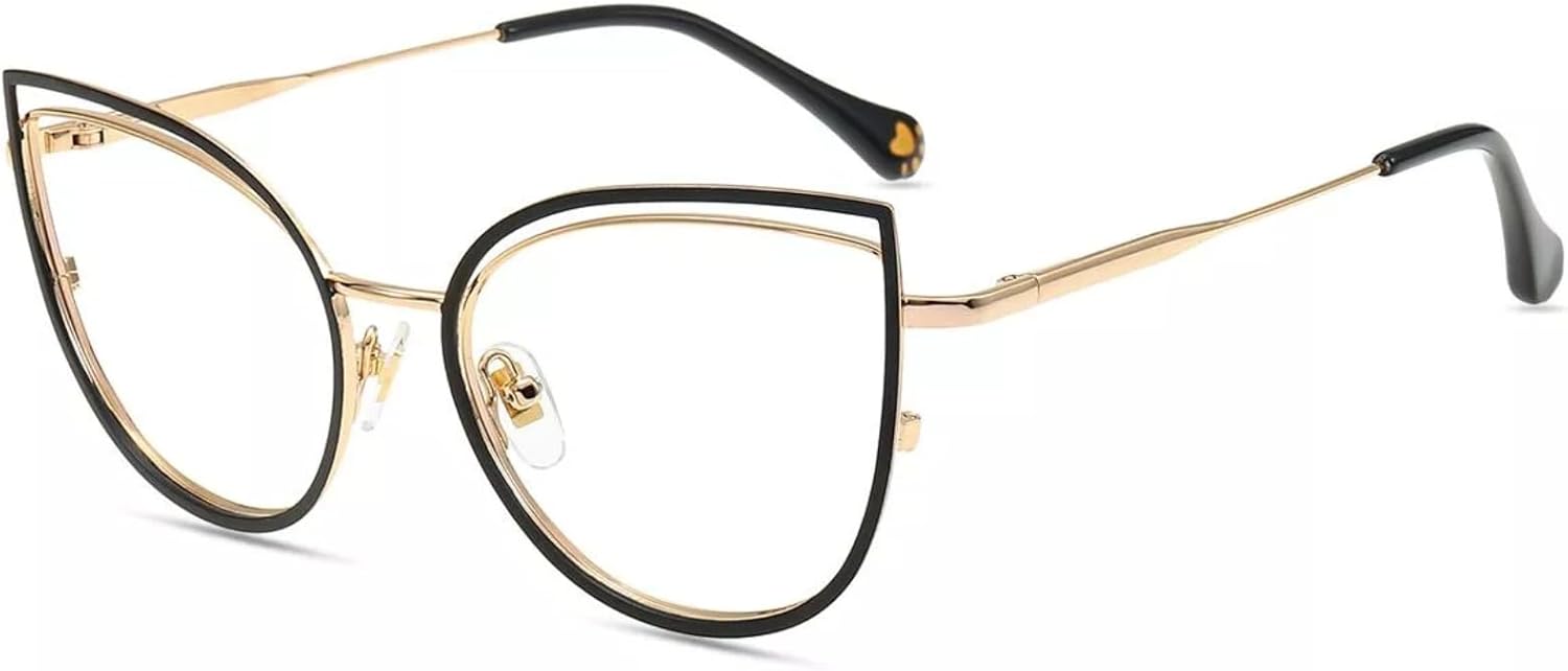 Firmoo Blue Light Blocking Glasses for Woman Cat Eye Glasses Metall Frame