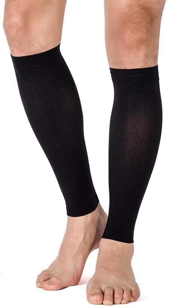TOFLY® Calf Compression Sleeve for Men & Women, 1 Pair, Footless Compression Socks 20-30mmHg for Leg Support, Shin Splint, Pain Relief, Swelling, Varicose Veins, Maternity, Nursing, Travel, Black XL