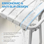 Foldable Shower Seat for Elderly & Disabled, Wall-Mounted Shower Chair with Support Legs, 500 lbs Capacity, Anti-Slip Curved Seat, Medical Bathing Aid for Safety & Fall Prevention