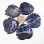 Natural Sodalite Heart Chakra Thumb Worry Stone,Hand Carved Healing Crystal Shaped Stone for Anxiety Stress Relief Meditation