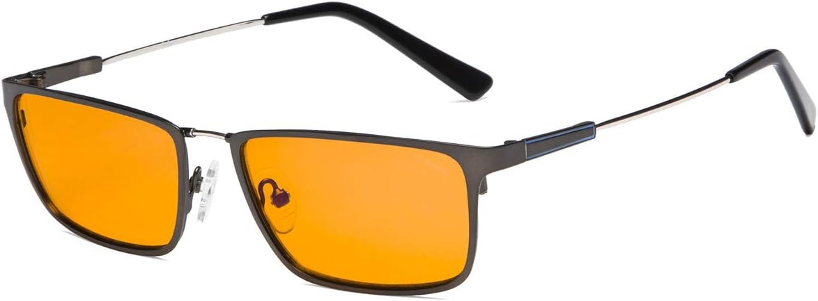 Eyekepper Blue Light Blocking Eyeglasses - Nighttime Eyewear - Memory Titanium Bridge and Temple (Gunmetal, +1.25)
