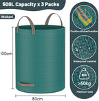Mokani Reusable Yard Waste Bags, 79 Gallon Lawn and Leaf Bags 3 Packs, Heavy Duty Garden Bags With Reinforced Handles, Camping Yard Recycling Leaf Bag for Leaves