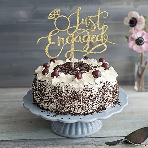 Just Engaged Cake Topper for Engagement Party Decorations, Engaged Ring Sign,We're Engaged Cake Toppers (gold)