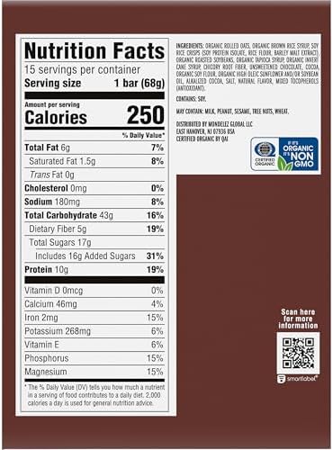 CLIF BAR - Energy Protein Bars - Chocolate Brownie - Made with Organic Oats - Energy Bars - Non-GMO - (15 Pack)