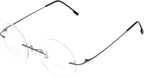 Fuisetaea Round Rimless Frame Reading Glasses For Men Women +1.75 Titanium Alloy Lightweight Readers Eyeglasses