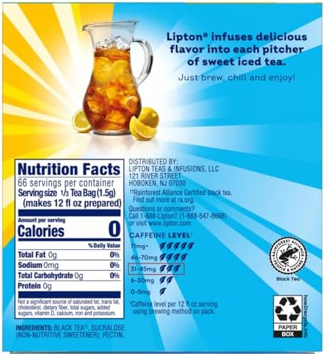 Lipton Southern Sweet Iced Tea Bags 22 Count Family Size (Pack of 2)