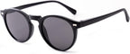 Round Sun Readers for Men & Women, Full Lens Reading Sunglasses with UV400 Protection & Spring Hinge