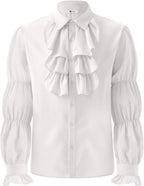 Runcati Mens Pirate Shirt Ruffle Victorian Renaissance Vampire Poet Puffy Shirts Gothic Steampunk Medieval Costume
