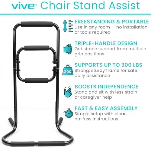 Vive Chair Stand Assist for Elderly - Portable Standing up Assistance for Seniors - Self Lift Aid Disabled & Handicap Fall Prevention - Side Walker Aid - Help You Get up from Couch, Bed, & Floor