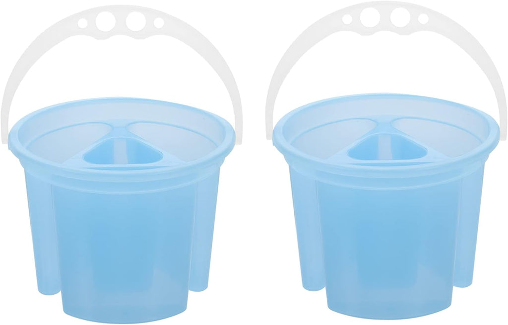Ciieeo Artist Brush Basins 2-Pack Paint Brush Washer Buckets with Handle 6.02X6.02X4.52In Plastic Painting Water Containers for Oil and Watercolor Brushes