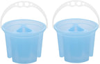 Ciieeo Artist Brush Basins 2-Pack Paint Brush Washer Buckets with Handle 6.02X6.02X4.52In Plastic Painting Water Containers for Oil and Watercolor Brushes