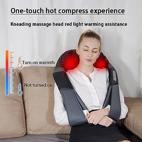 Neck Massager with Heat, Deep Tissue 4D Kneading Pillow, 18 Massage Heads, Adjustable Heat and Speed for Women, Men Relaxation (Color : Black+Bag)