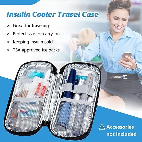 YOUSHARES Insulin Cooler Travel Case, Diabetic Travel Case TSA Approved with 2 Ice Packs for GLP-1, for Ozempic, for Insulin Pens and Insulin Vials for Daily & Travel