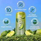 WAVE Organic Sparkling Drink | Low Calorie Drink, Mint Lime Lightly Carbonated | Great Natural Soda Alternative | USA Made Kosher No Added Sugar, Color, & Artificial Ingredients |12 Pack