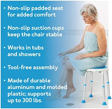 Carex Swivel Shower Stool With Padded Seat, Shower Seat For Seniors, Elderly, Handicap, Disabled, or Those Home From Surgery