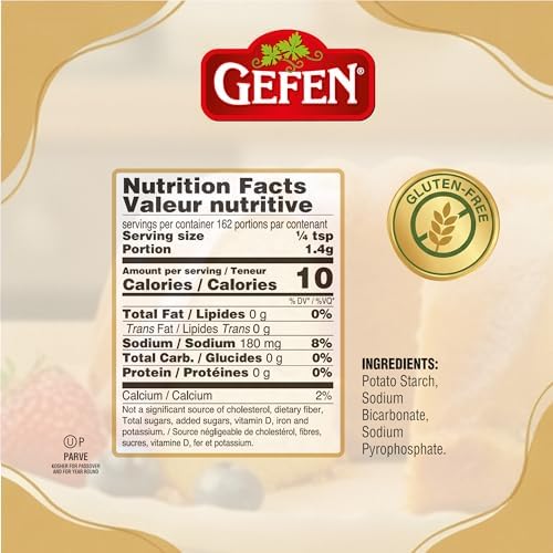 Gefen Baking Powder, 8oz Resealable Container, Gluten Free, Aluminum Free, Cornstarch Free