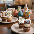 72Pcs Edible Travel Theme Cupcake Toppers Wafer Paper Let the Adventure Begin Cupcake Picks Travel Around The World Party Decorations for Going Away Farewell Party Supplies