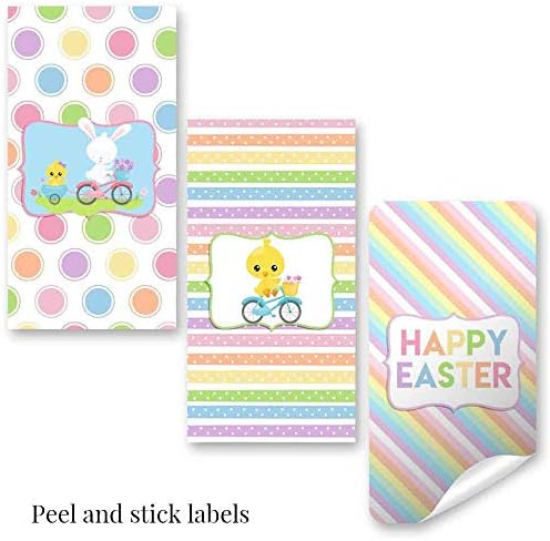 Easter Themed Mini Chocolate Candy Bar Sticker Wrappers for Kids 45 1.4" x 2.6" Wrap Around Labels by AmandaCreation, Great for Party Favors