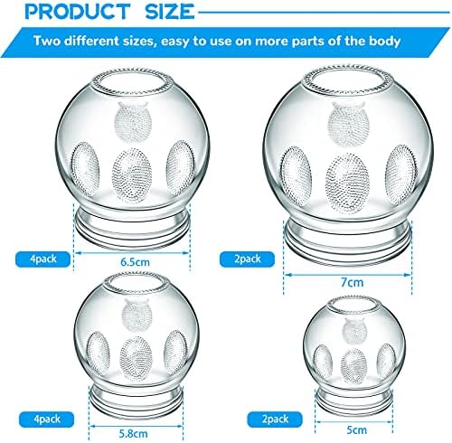 Nuanchu 12-Piece Glass Cupping Set - 4 Sizes, Fire Cupping Therapy Set with Finger Grips for Myofascial Massage, Muscle, Nerve, Joint Pain