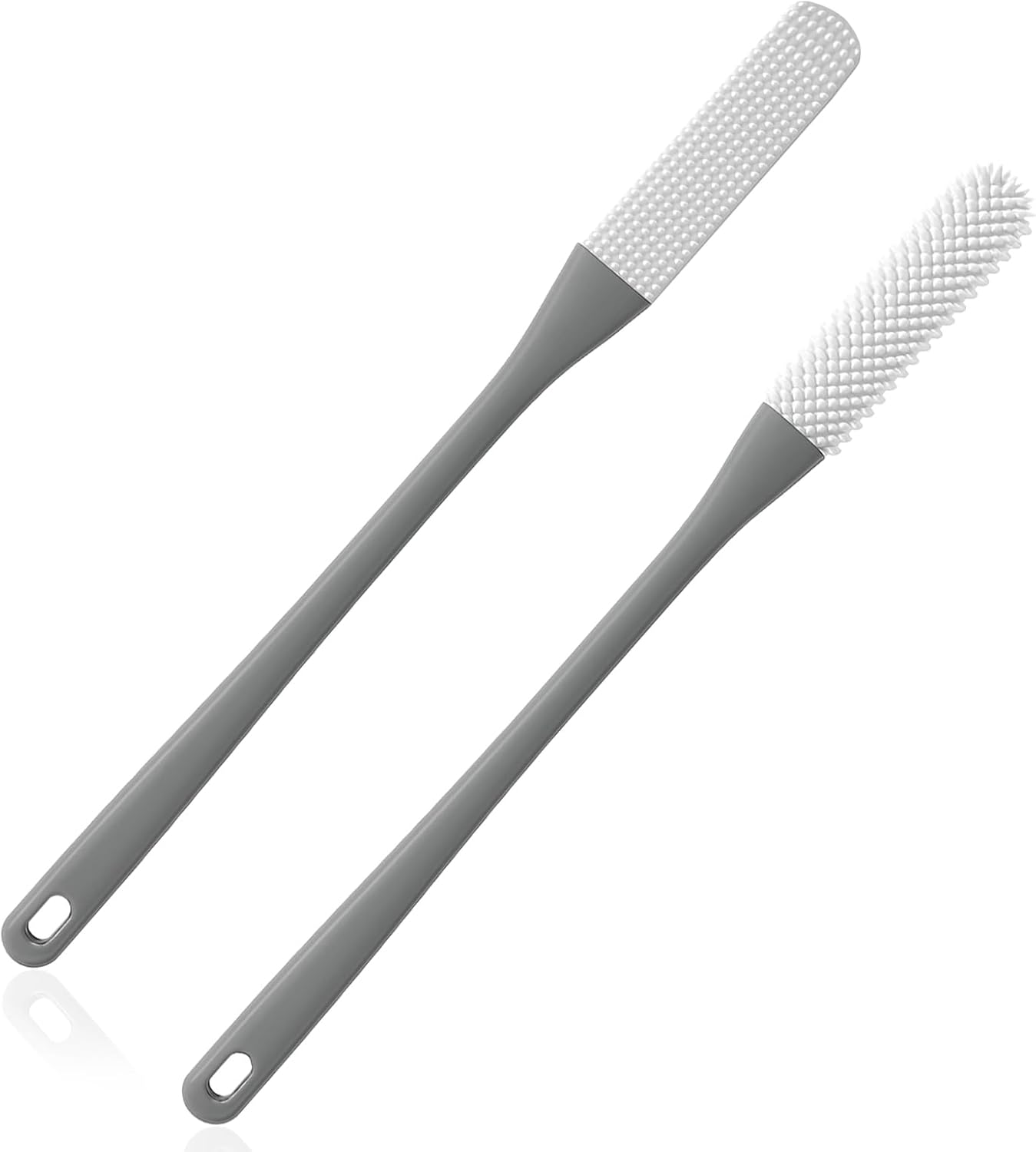 2-Pack Toe Cleaning Brush with Long Handle – Foot Scrubber & Exfoliating Anti-Itch Brush for Seniors, Pregnant Women, Men & Women (Grey)