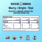 Health-Ade Kombucha Tea Organic Drink, Fermented Tea with Living Probiotics, Detoxifying Acids, Supports Gut Health, Non-GMO, Vegan, Gluten Free, 12 Pack (16 Fl Oz Bottles), Merry and Bright Variety Pack