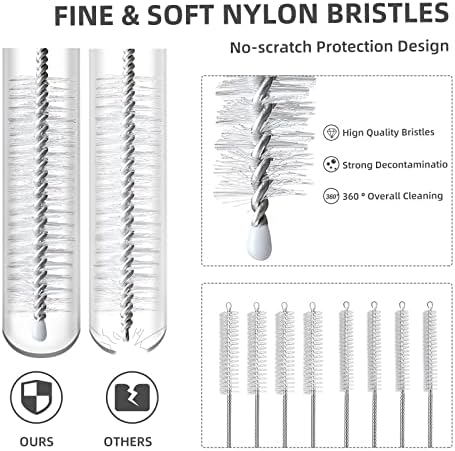 Hiware Straw Cleaner Brush Set, 8-Piece Long Cleaning Brush for Straws on Tumbler, Water Bottle, Sippy Cup, and Pipes, Tubes or Hummingbird Feeders