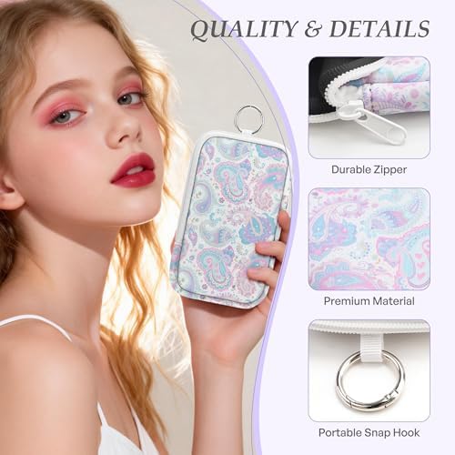 KJQJLY 2 Pack Portable Tampon Organizer Bag – Tampon Holder & Storage Case with Zipper for Travel, Discreet Period Bag for Purse, Waterproof Feminine Products Pouch for Women (Paisley)