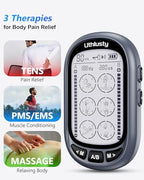 TENS Unit Muscle Stimulator for Pain Relief Therapy–Dual Channel 24 Modes TENS Machine&EMS Muscle Stimulator,Upgraded Large Screen Portable Muscle Stimulator for Back,Shoulder,& Neck Pain with 10 Pads