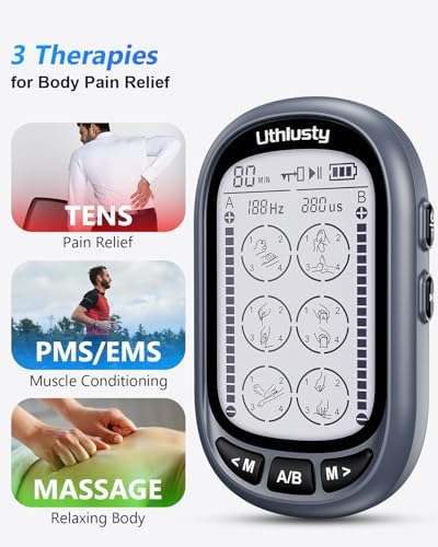 TENS Unit Muscle Stimulator for Pain Relief Therapy–Dual Channel 24 Modes TENS Machine&EMS Muscle Stimulator,Upgraded Large Screen Portable Muscle Stimulator for Back,Shoulder,& Neck Pain with 10 Pads