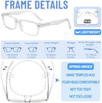 3 Packs Reading Glasses for Men Rectangle Spring Hinges Readers 1.0 1.25 1.5 1.75 2.0 2.25 2.5 2.75 3.0 3.5 4.0