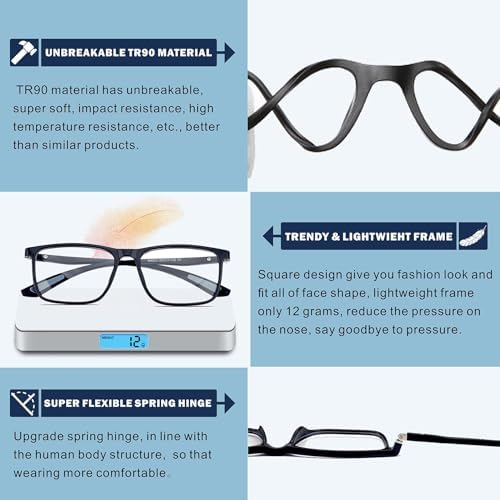 Distance Nearsighted Glasses For Men,Near Sighted Vision Driving Women Eyeglasses, See Farsighted Myopia TR90 Frame