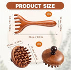 2Pcs Bamboo Scalp Massager Set, Wooden Scalp Massager, Hair Massager Scalp Suitable for Head Relaxation and Hair Care