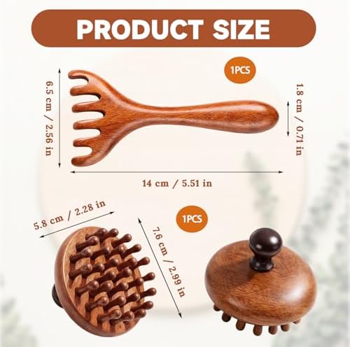 2Pcs Bamboo Scalp Massager Set, Wooden Scalp Massager, Hair Massager Scalp Suitable for Head Relaxation and Hair Care