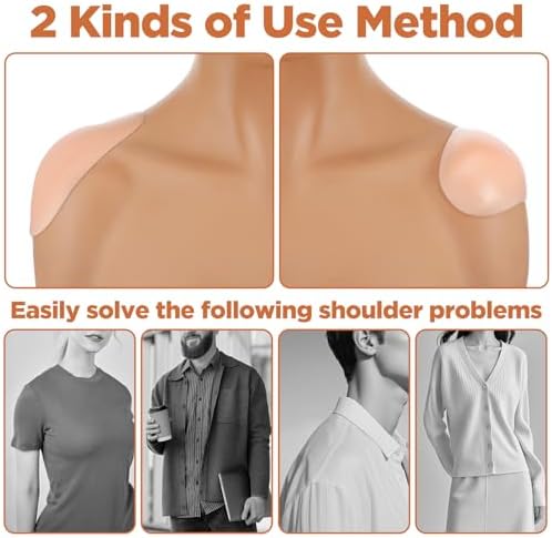Silicone Shoulder Pads for Womens Clothing, Invisible Silicone Shoulder Pads Soft Anti-Slip Push-Up Pad for Dress & T -shirt & Sweater Reusable Boost Comfort and Posture