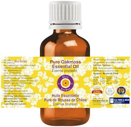 dève herbes Pure Oakmoss Essential Oil (Evernia prunastri) 100% Therapeutic Grade Steam Distilled for Personal Care (Pack of Two) 100ml X 2 (6.76 oz)