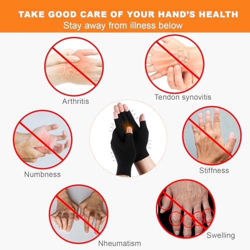 2 Pairs Arthritis Gloves for Women and Men, Pain Relief Compression Gloves Women,Fingerless Breathable Design