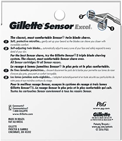 Gillette Sensor Excel Men's Razor Blade Refills, 10 Count (Pack of 2)