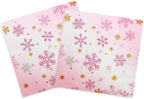 Pink Snowflake Paper Napkins - 40pcs Disposable Snowflake Party Napkins for Luncheon Dinner 6.5x6.5in for Girls Birthday, Winter Holiday Events, Baby Shower, Wedding, Valentine’s Day Decor