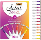 BIC Soleil 3 Colors Women's Disposable 3-Blade Razors, With Aloe Vera and Vitamin E Strip, 14-Pack