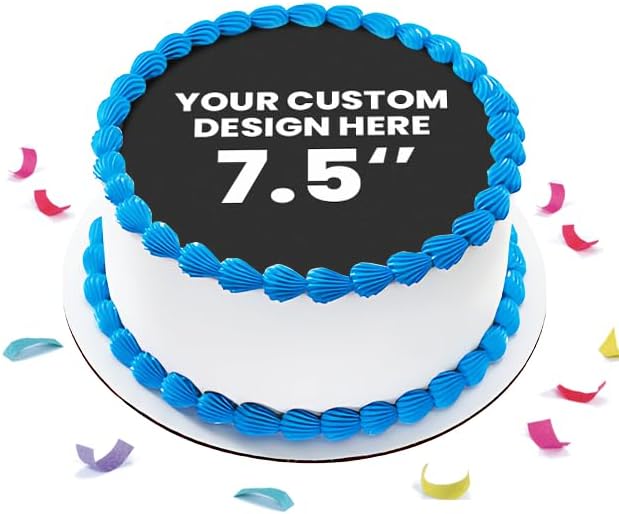 Custom Edible Prints on Cake: Create Your Special Event with Custom Edible Image Toppers - Upload Photos for Unique, Stylish Designs on Rectangular, Round Cakes Designs - 7.5" Round Cake Topper